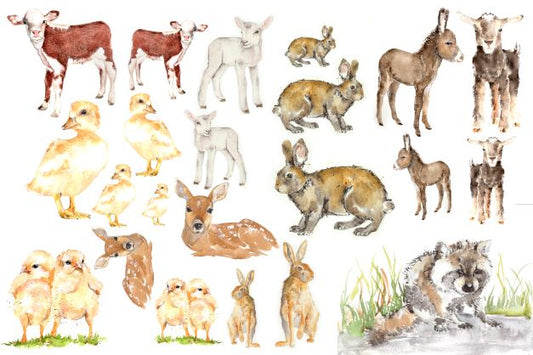 Baby Animals 21x29" Decoupage Paper by Roycycled Treasures