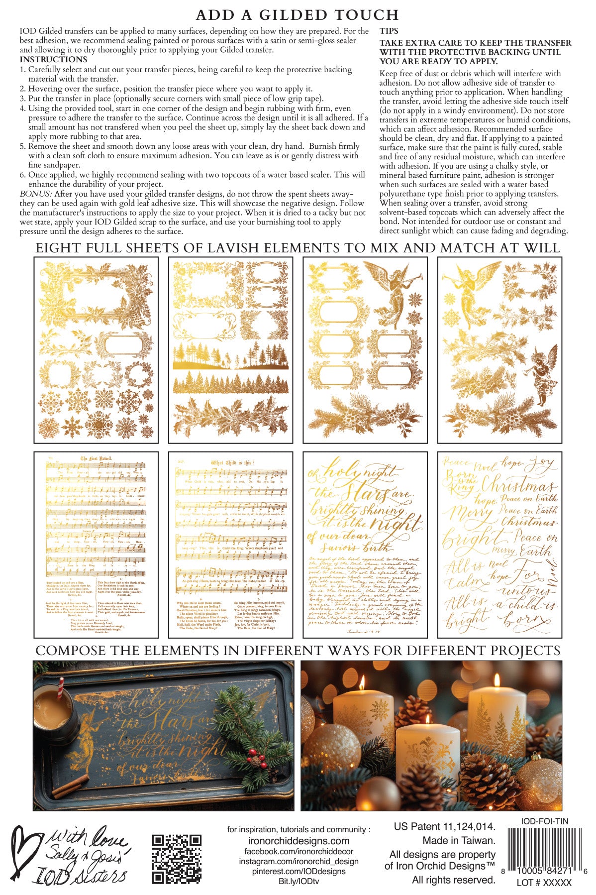 Tinsel 8x12” Foil Transfer EIGHT Sheet Set by Iron Orchid Designs (IOD) *Limited Edition*