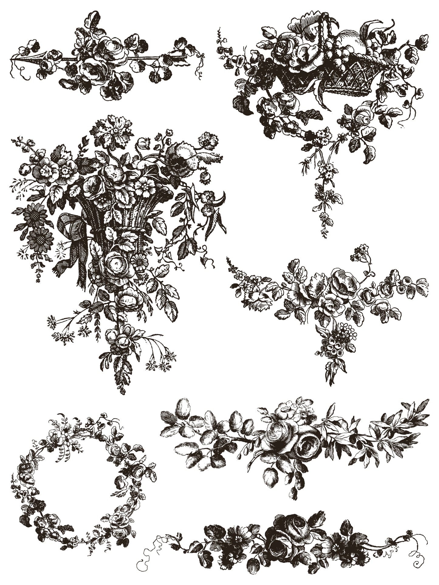 Delft Traditions Noir 12x16" Paint Inlay EIGHT Sheet Set by Iron Orchid Designs (IOD)