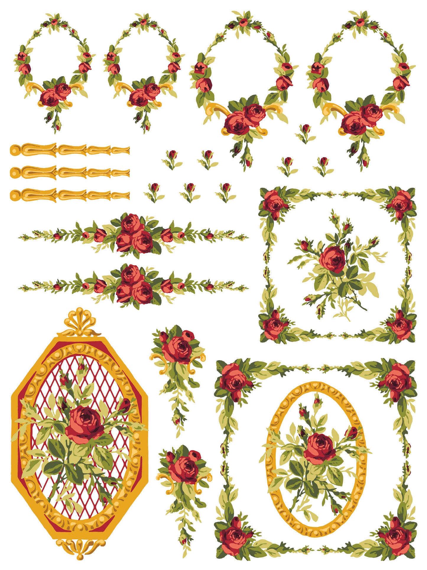 Petite Fleur Red Paint Inlay 12x16" FOUR Sheet Set by Iron Orchid Designs (IOD)