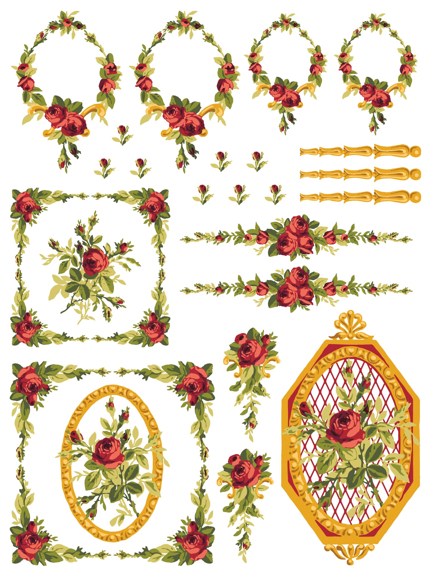Petite Fleur Red Paint Inlay 12x16" FOUR Sheet Set by Iron Orchid Designs (IOD)