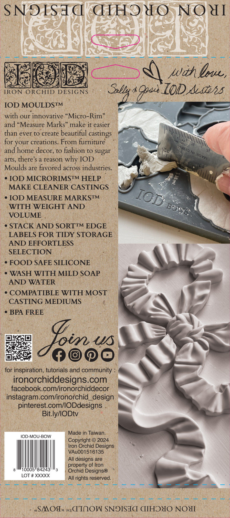 Bows 6x10" Decor Mould by Iron Orchid Designs (IOD)