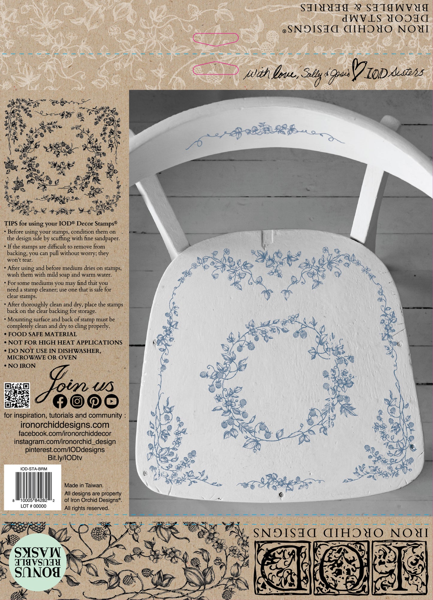 Brambles & Berries 12x12" Decor Stamp by Iron Orchid Designs (IOD)