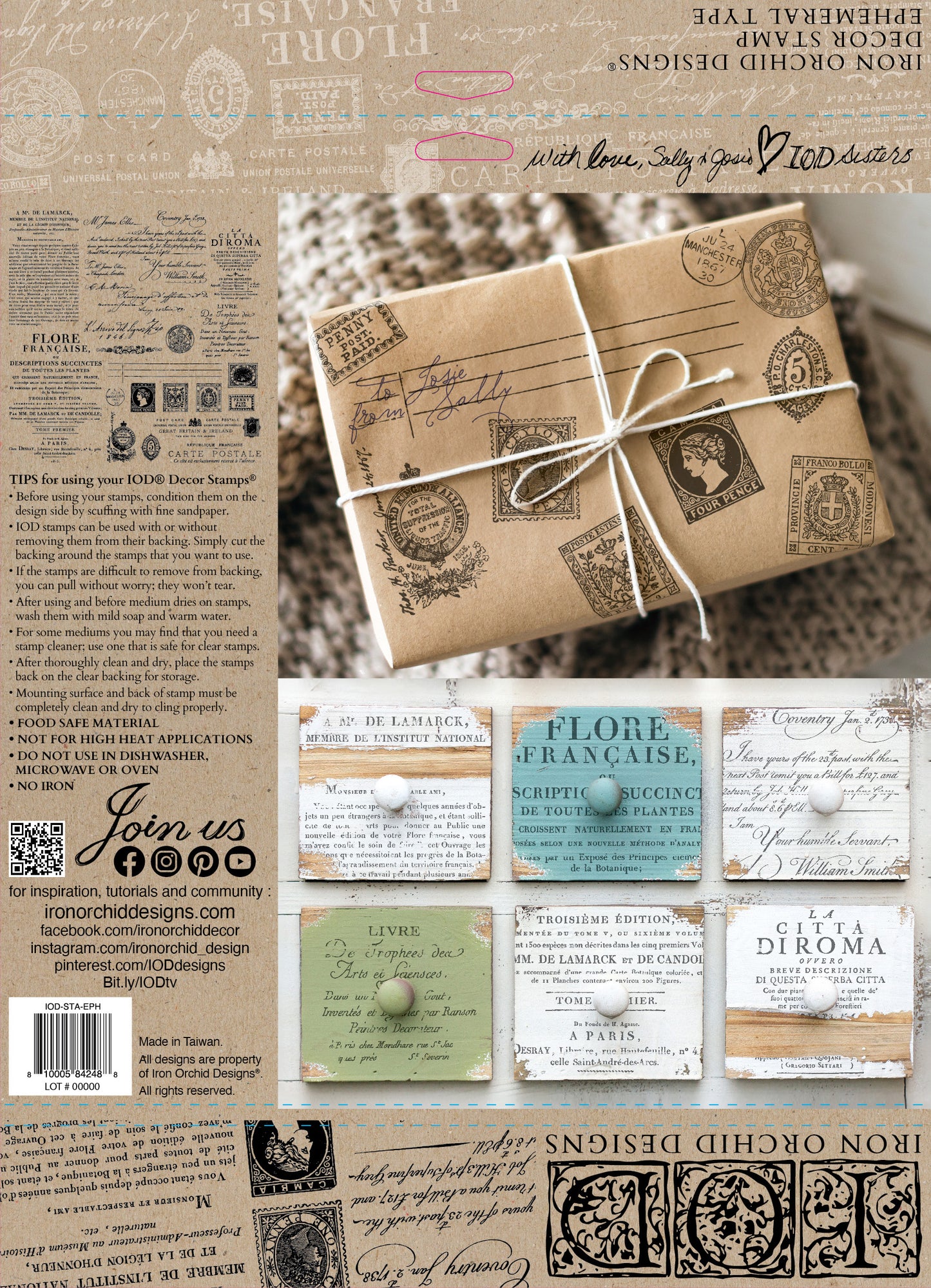 Ephemeral Type Decor 12x12” Stamp by Iron Orchid Designs (IOD)
