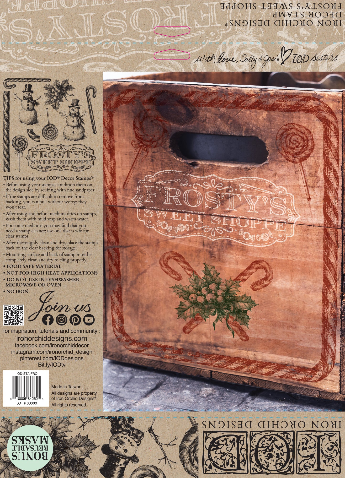 Frosty's Sweet Shoppe Decor 12x12” Stamp by Iron Orchid Designs (IOD) *Limited Edition*