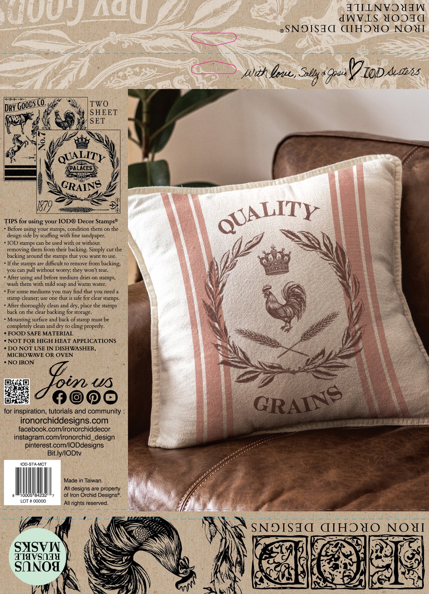 Mercantile Decor 12x12” Stamp TWO Sheet Set by Iron Orchid Designs (IOD)