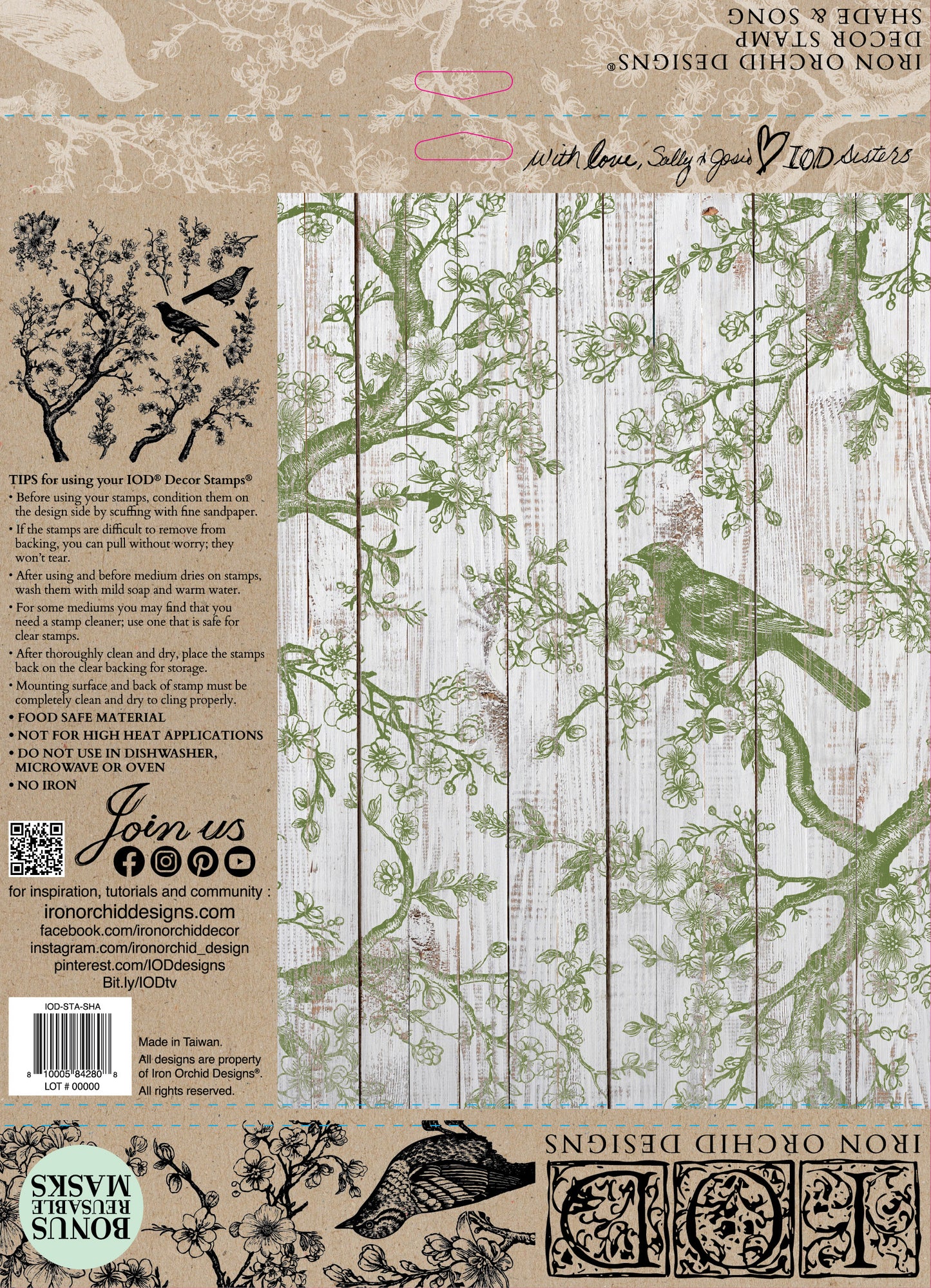 Shade & Song 12x12" Decor Stamp by Iron Orchid Designs (IOD)