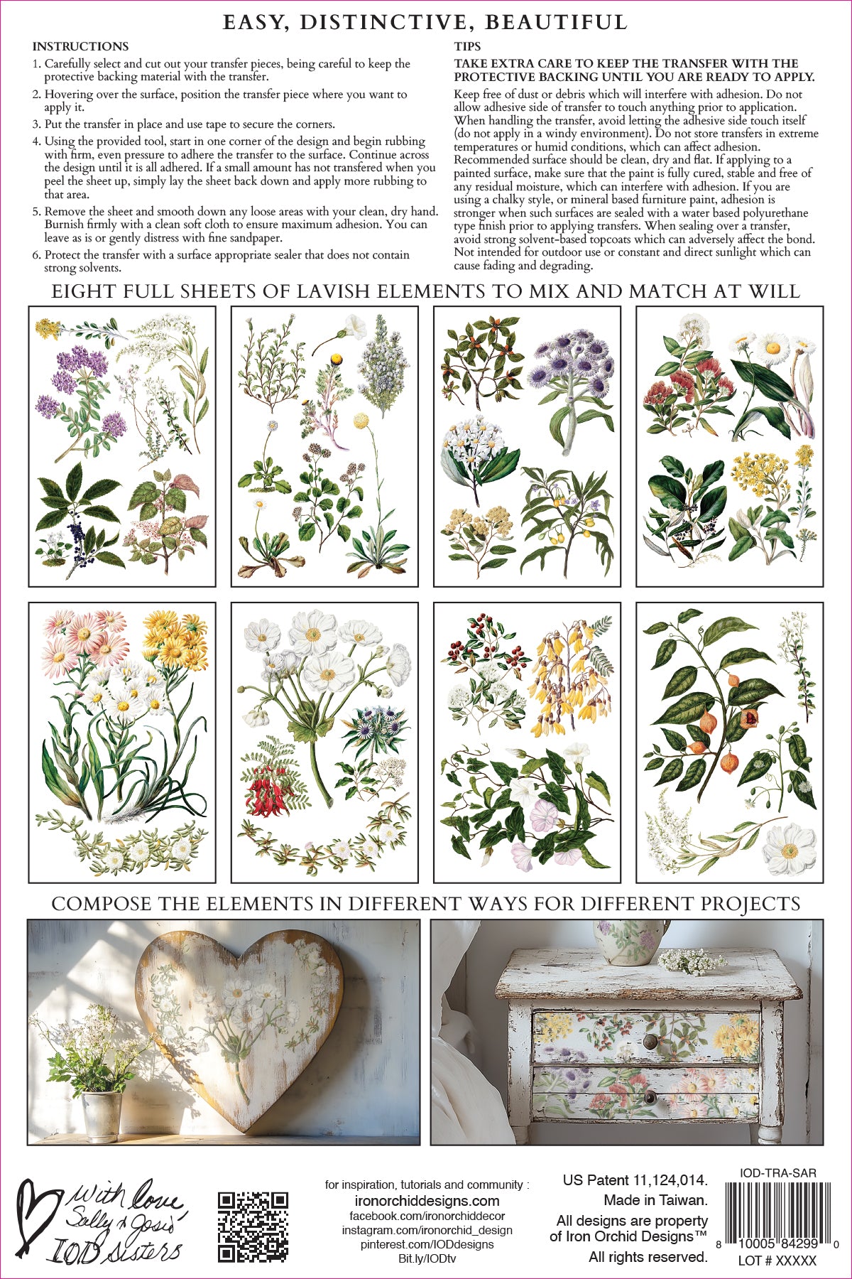 Sarah Featon's Botanicals 8x12" Transfer Pad EIGHT Sheet Set by Iron Orchid Designs (IOD)