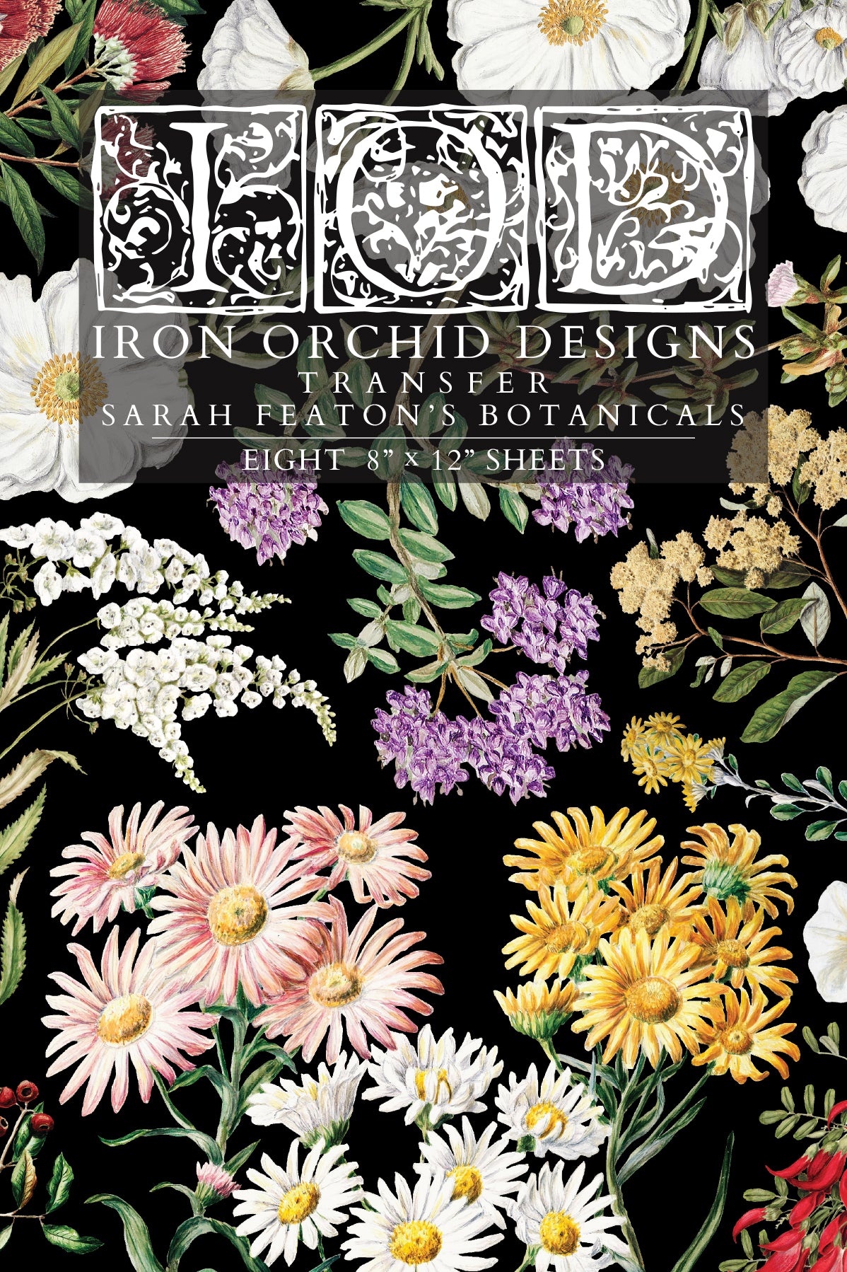 Sarah Featon's Botanicals 8x12" Transfer Pad EIGHT Sheet Set by Iron Orchid Designs (IOD)