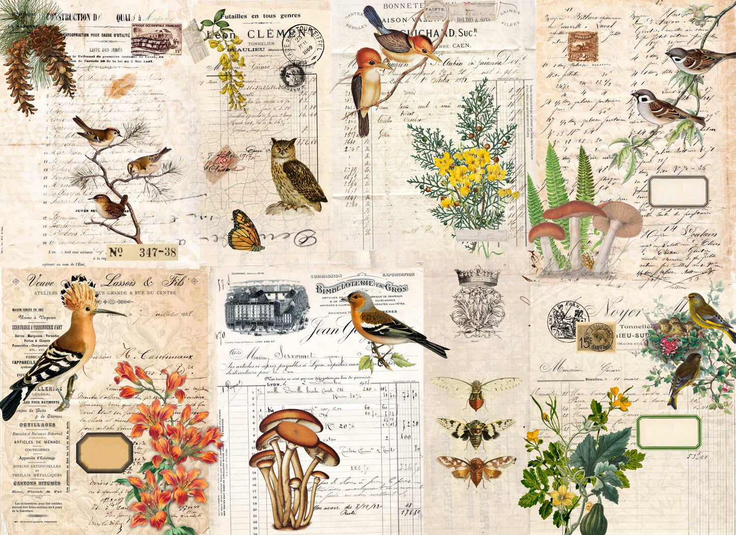 Fall Botanical Project Blocks Decoupage Paper