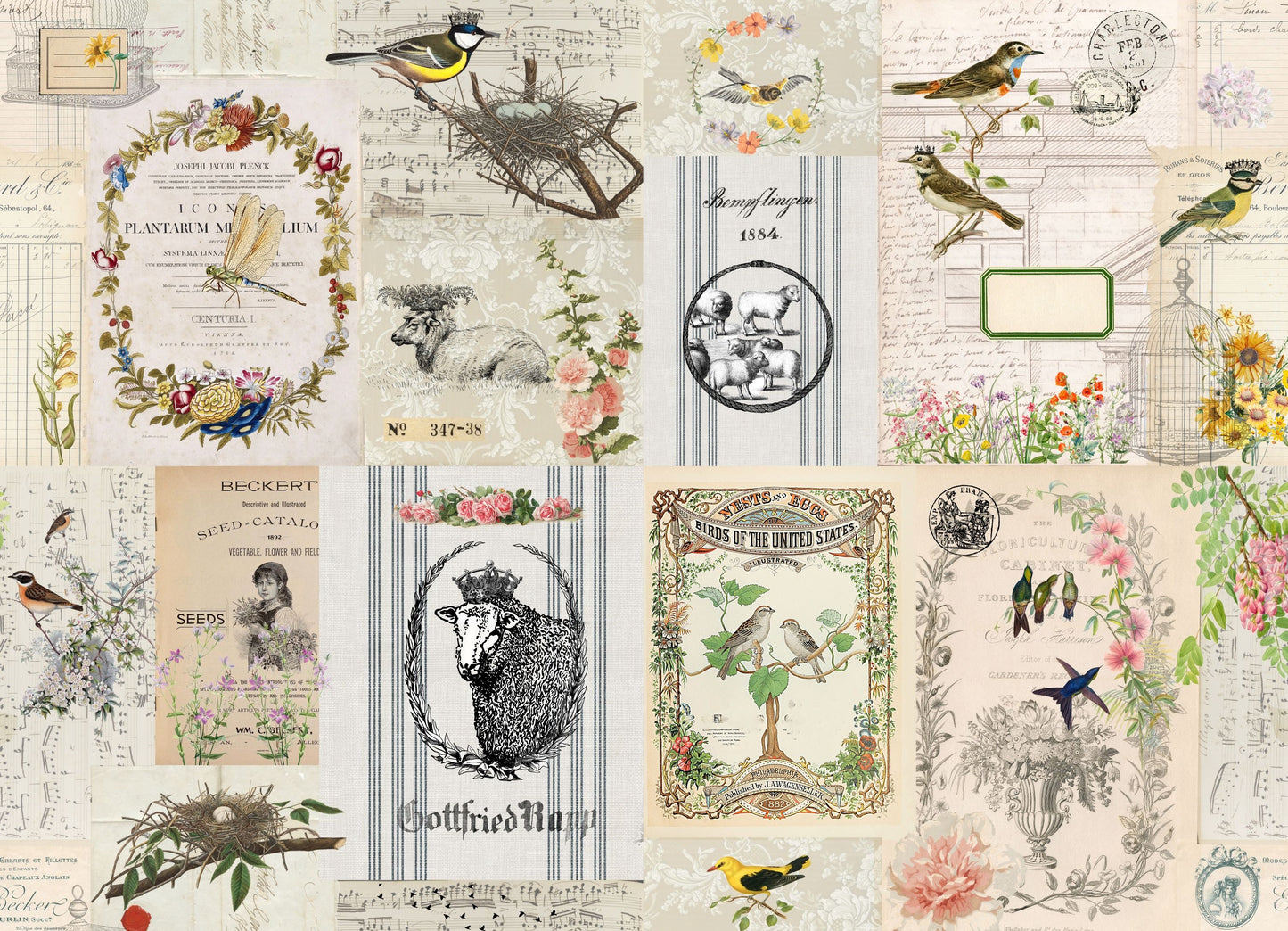 Spring Masterboard 21x29" Decoupage Paper by Roycycled Treasures