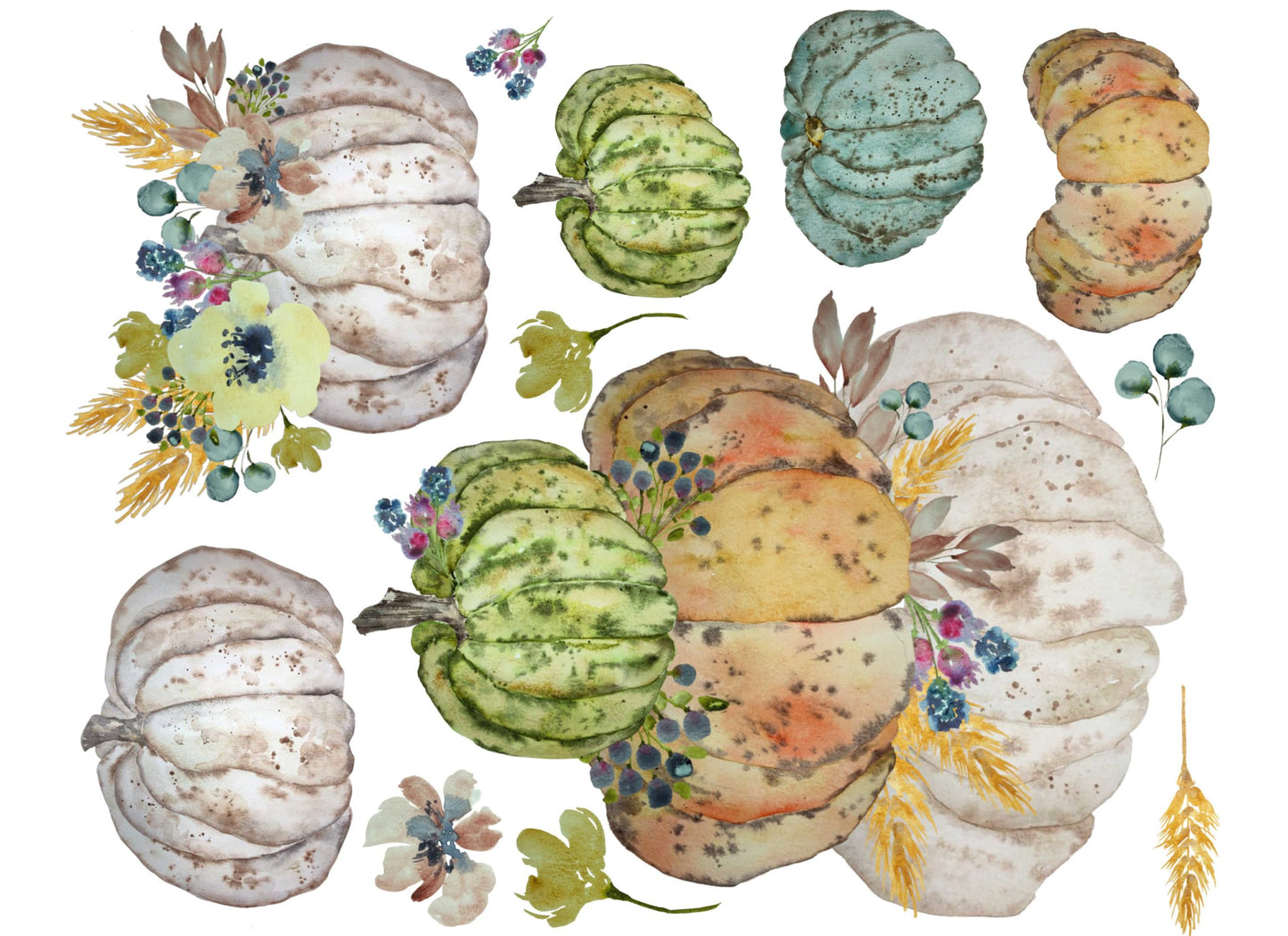Stacked Heirloom Pumpkins 21x29" Decoupage Paper by Roycycled Treasures