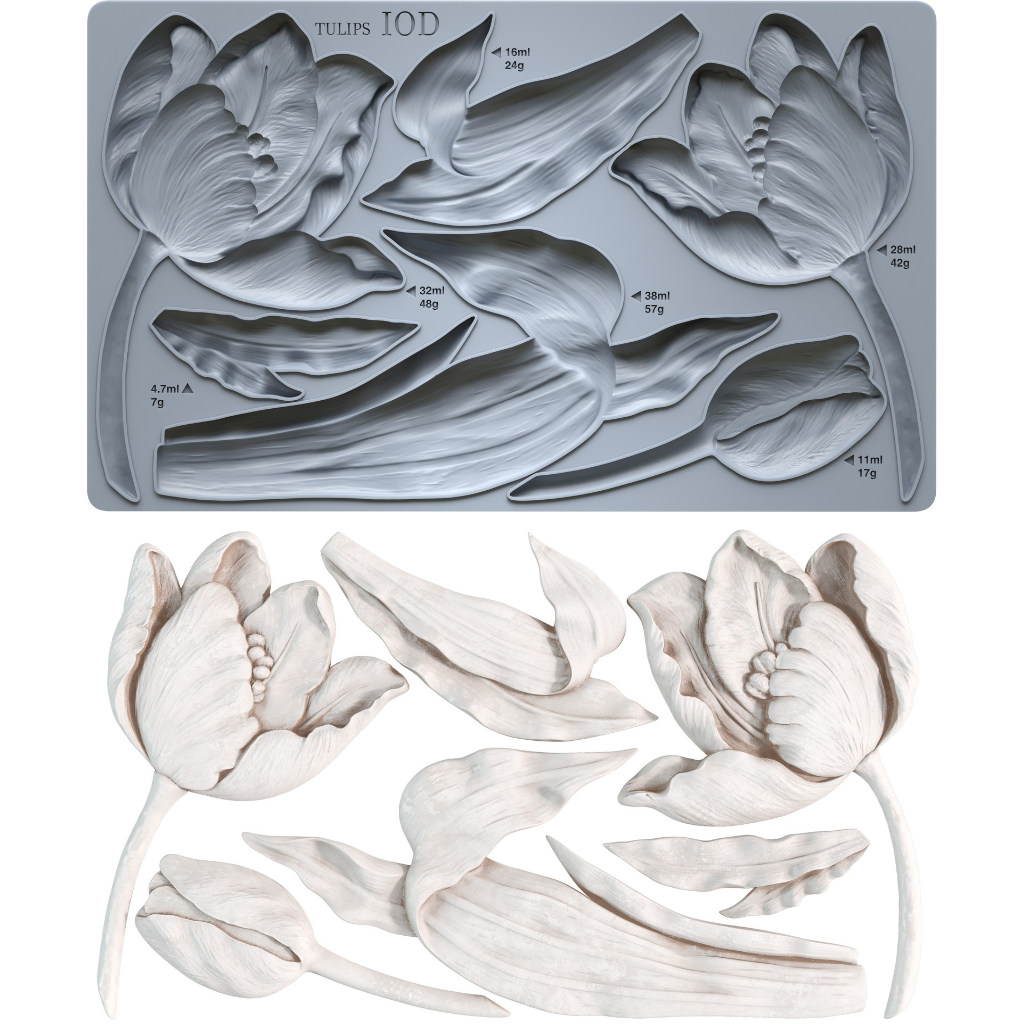 Tulips 6x10" Decor Mould by Iron Orchid Designs (IOD)