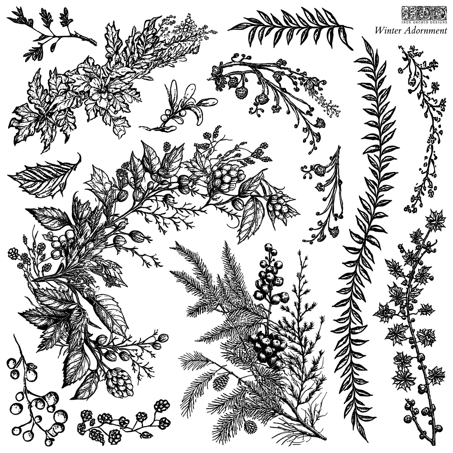 Winter Adornment 12x12 Decor Stamp (2 Sheet Set) *Limited Edition*