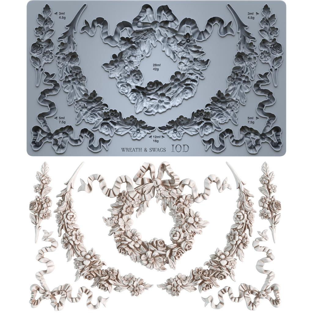 Wreath & Swags 6x10" Decor Mould by Iron Orchid Designs (IOD)