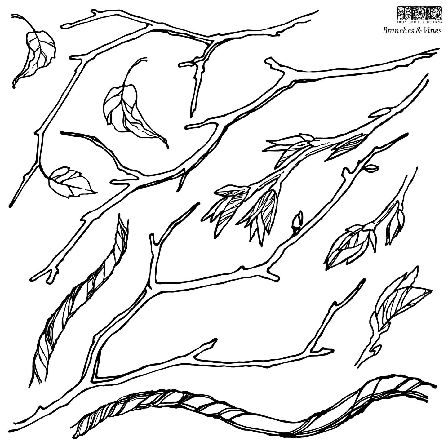 Branches and Vines 12x12" Decor Stamp by Iron Orchid Designs (IOD)