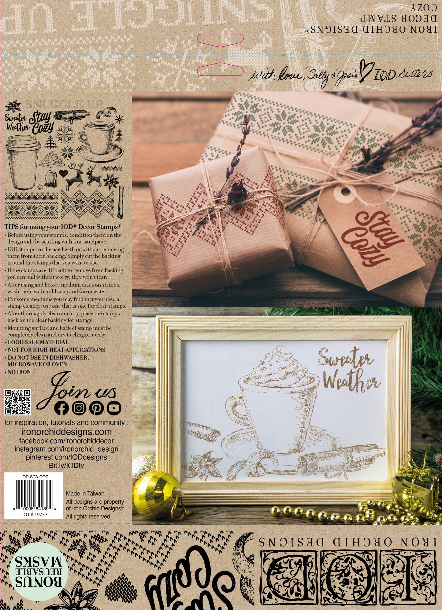 Cozy 12x12" Decor Stamp by Iron Orchid Designs (IOD)