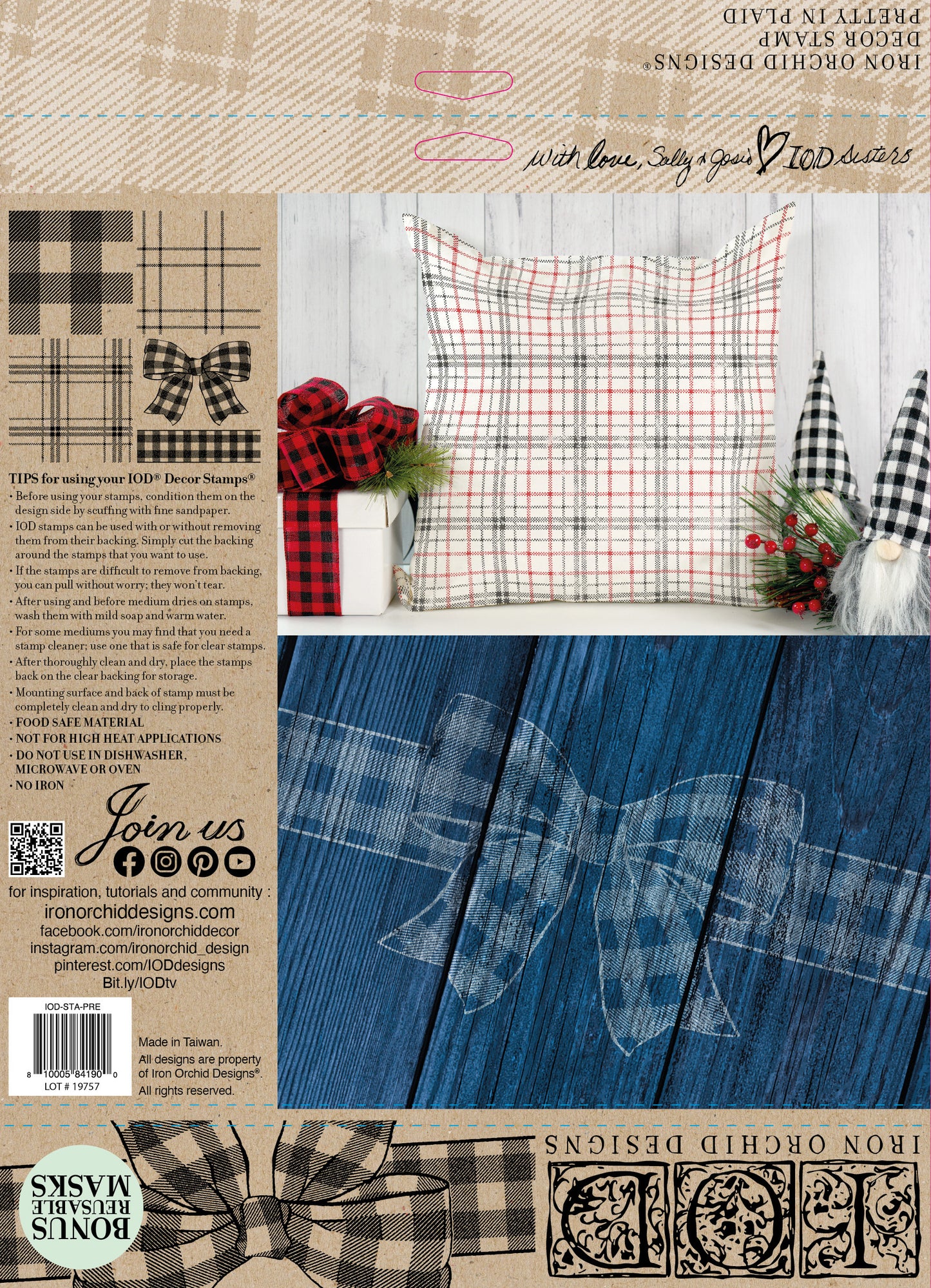 Pretty in Plaid 12x12" Decor Stamp by Iron Orchid Designs (IOD)