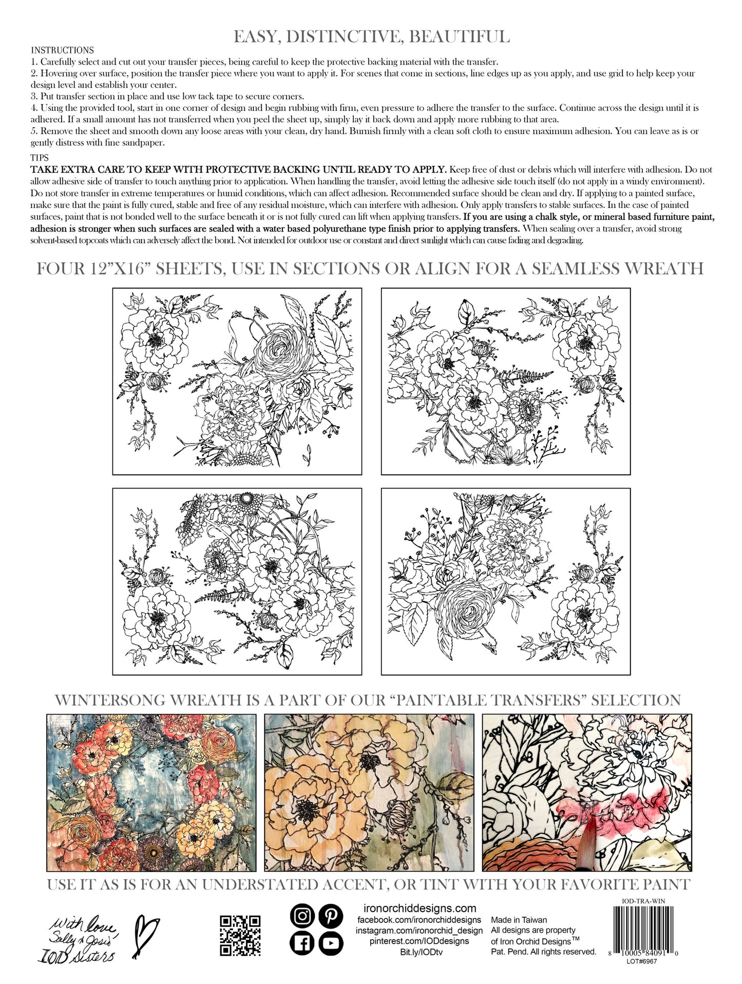 Wintersong Wreath 12x16" Decor Transfer EIGHT Sheet Set by Iron Orchid Designs (IOD)