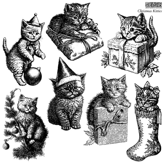 Christmas Kitties 12x12" Decor Stamp *Limited Edition* by Iron Orchid Designs (IOD)