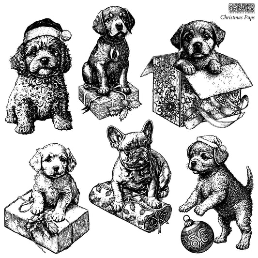 Christmas Pups 12x12" Decor Stamp *Limited Edition* by Iron Orchid Designs (IOD)