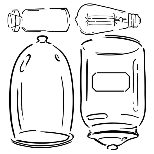 Cloche & Jar 12x12" Stencil by Roycycled Treasures