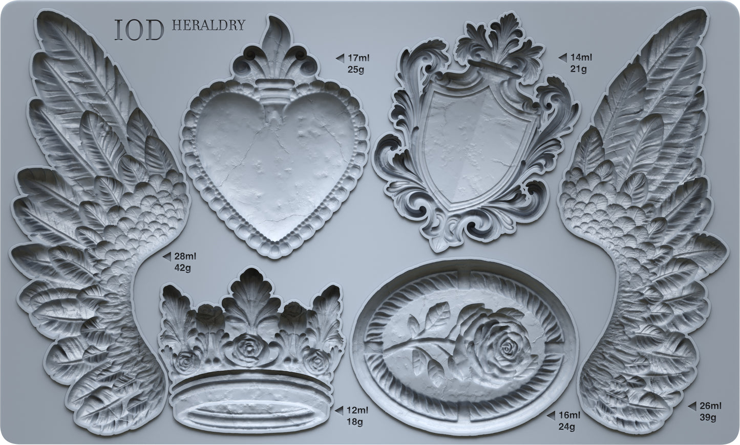 Heraldry 6x10" Decor Mould by Iron Orchid Designs (IOD)