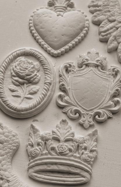 Heraldry 6x10" Decor Mould by Iron Orchid Designs (IOD)