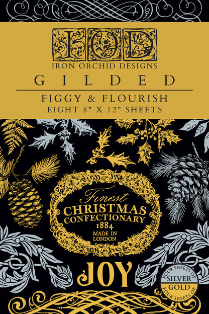Figgy & Flourish 8x12” Foil Transfer EIGHT Sheet Set by Iron Orchid Designs (IOD) LIMITED EDITION