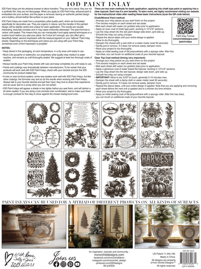 Gloria 12x16" Paint Inlay EIGHT Sheet Set by Iron Orchid Designs (IOD) *Limited Edition*