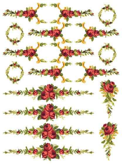 Petite Fleur Red Paint Inlay 12x16" FOUR Sheet Set by Iron Orchid Designs (IOD)