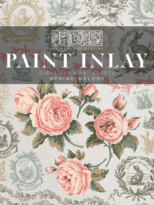 Spring Melody 12x16" Paint Inlay EIGHT Sheet Set by Iron Orchid Designs (IOD) Spring Release 2025