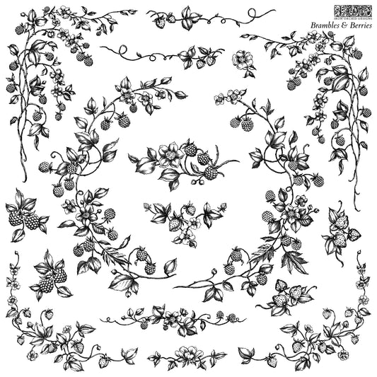 Brambles & Berries 12x12" Decor Stamp by Iron Orchid Designs (IOD)
