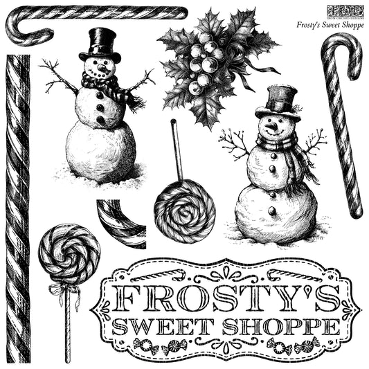 Frosty's Sweet Shoppe Decor 12x12” Stamp by Iron Orchid Designs (IOD) *Limited Edition*