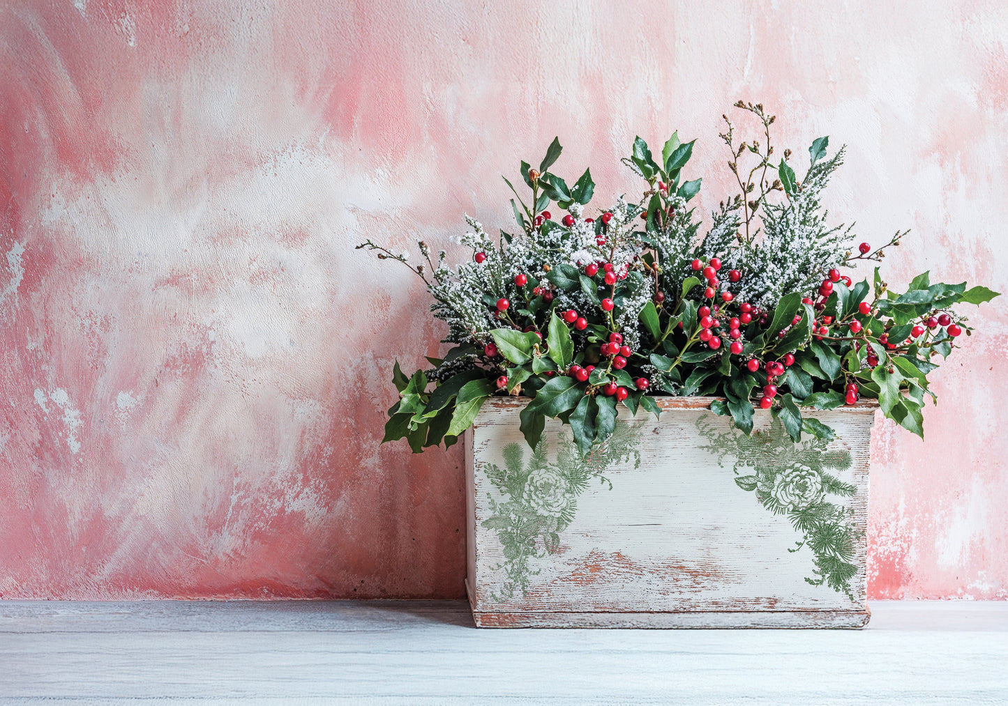 Holly & Pine 12x12" Decor Stamp by Iron Orchid Designs (IOD) Limited Edition