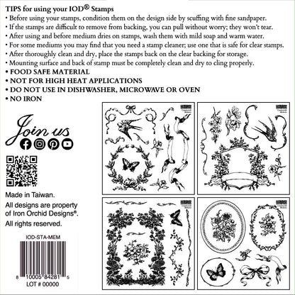 Countryside Memoirs Decor 6x6” Stamp FOUR Sheet Set by Iron Orchid Designs (IOD) (Copy)