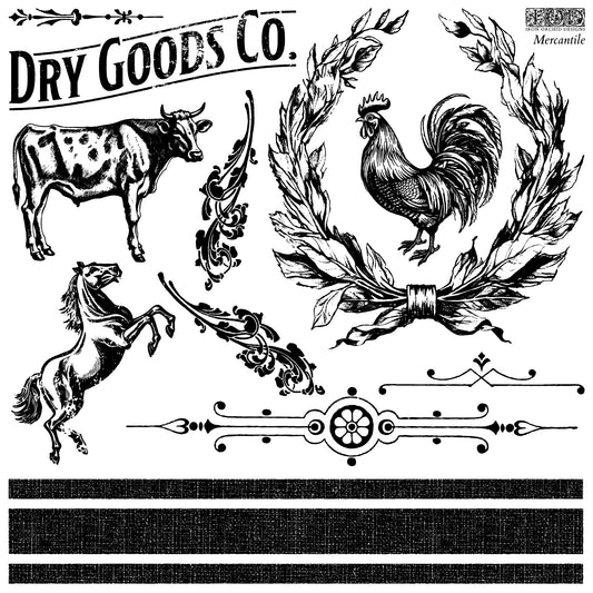 Mercantile Decor 12x12” Stamp TWO Sheet Set by Iron Orchid Designs (IOD)