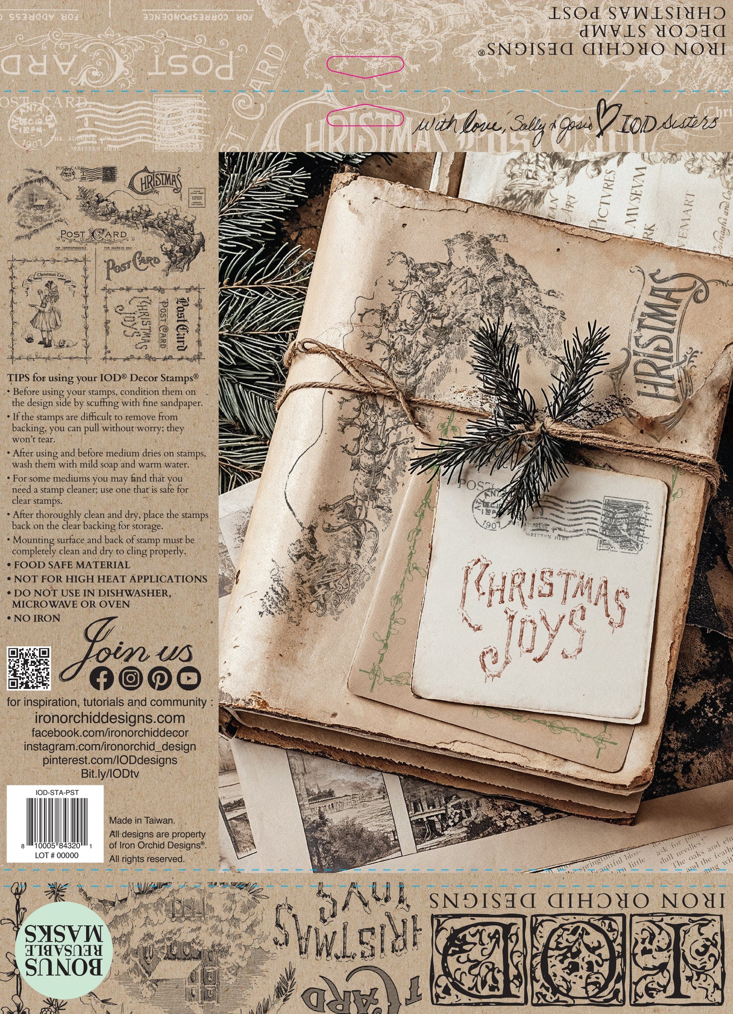 Christmas Post 12x12" Decor Stamp by Iron Orchid Designs (IOD) Limited Edition