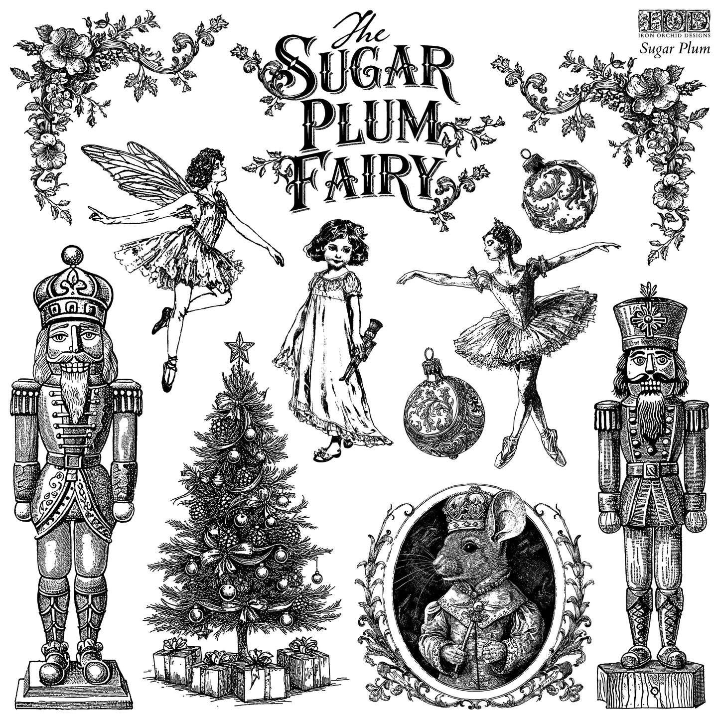 Sugar Plum Fairy 12x12" Decor Stamp by Iron Orchid Designs (IOD) Limited Edition