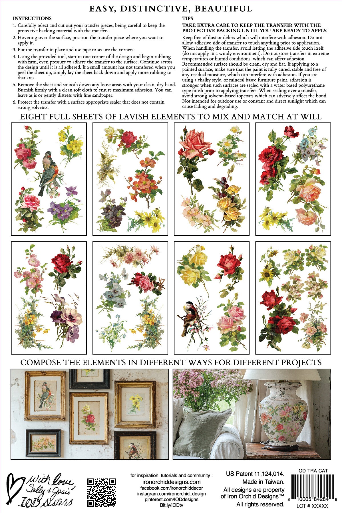 Catharina 8x12" Transfer Pad - EIGHT Sheet Set by Iron Orchid Designs (IOD) SPRING 2025 RELEASE