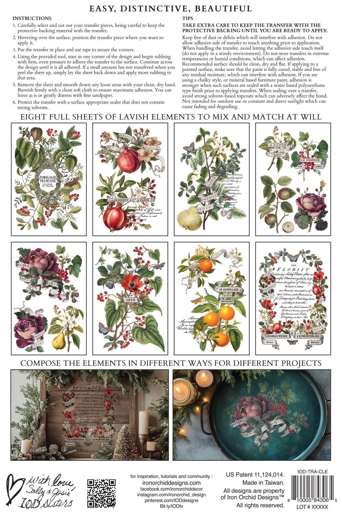 Clementine 8x12" Transfer Pad EIGHT Sheet Set by Iron Orchid Designs (IOD) LIMITED EDITION