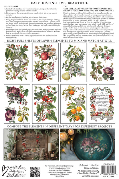 Clementine 8x12" Transfer Pad EIGHT Sheet Set by Iron Orchid Designs (IOD) LIMITED EDITION