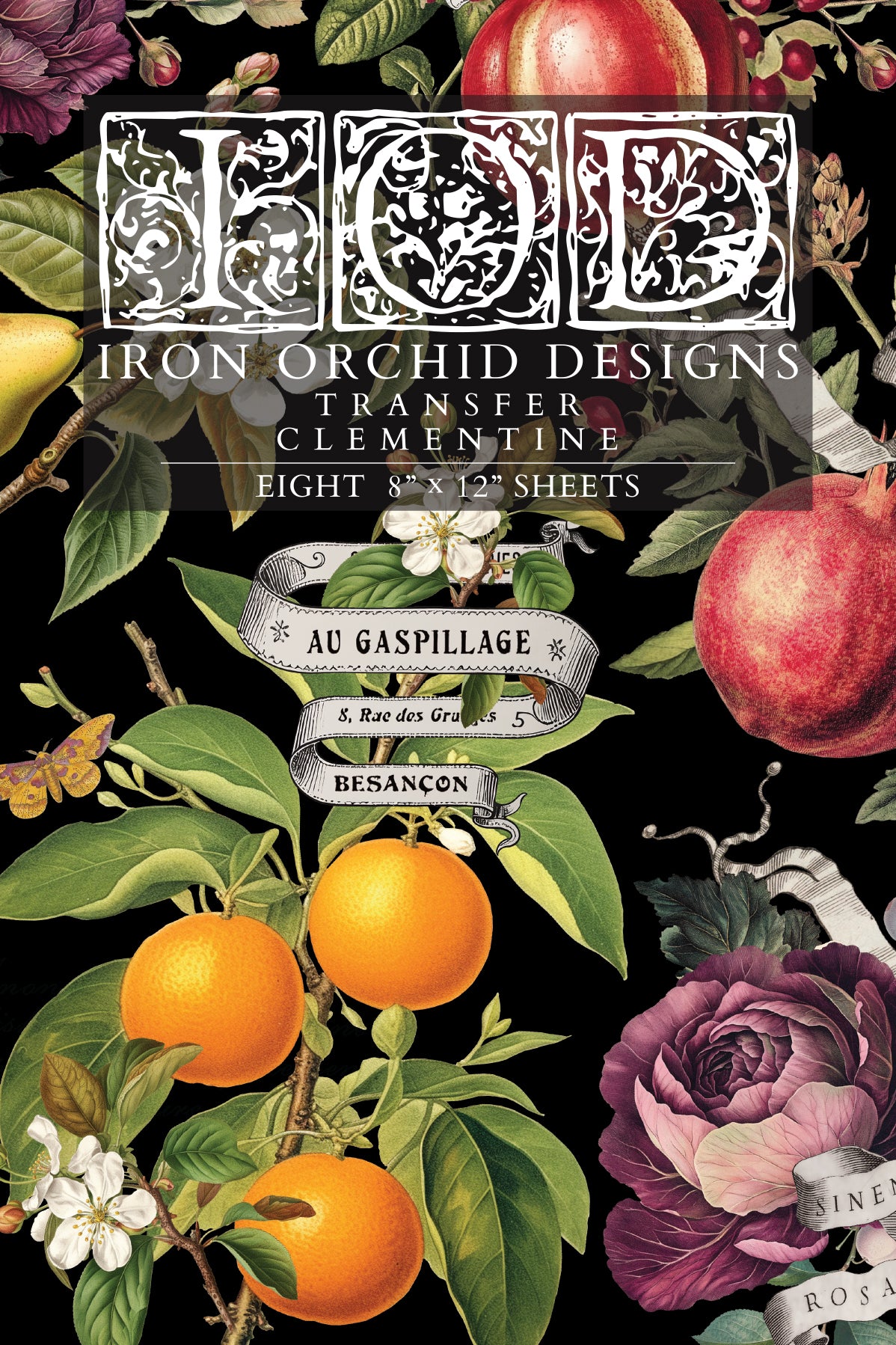 Clementine 8x12" Transfer Pad EIGHT Sheet Set by Iron Orchid Designs (IOD) LIMITED EDITION