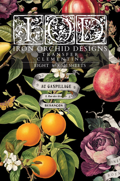 Clementine 8x12" Transfer Pad EIGHT Sheet Set by Iron Orchid Designs (IOD) LIMITED EDITION