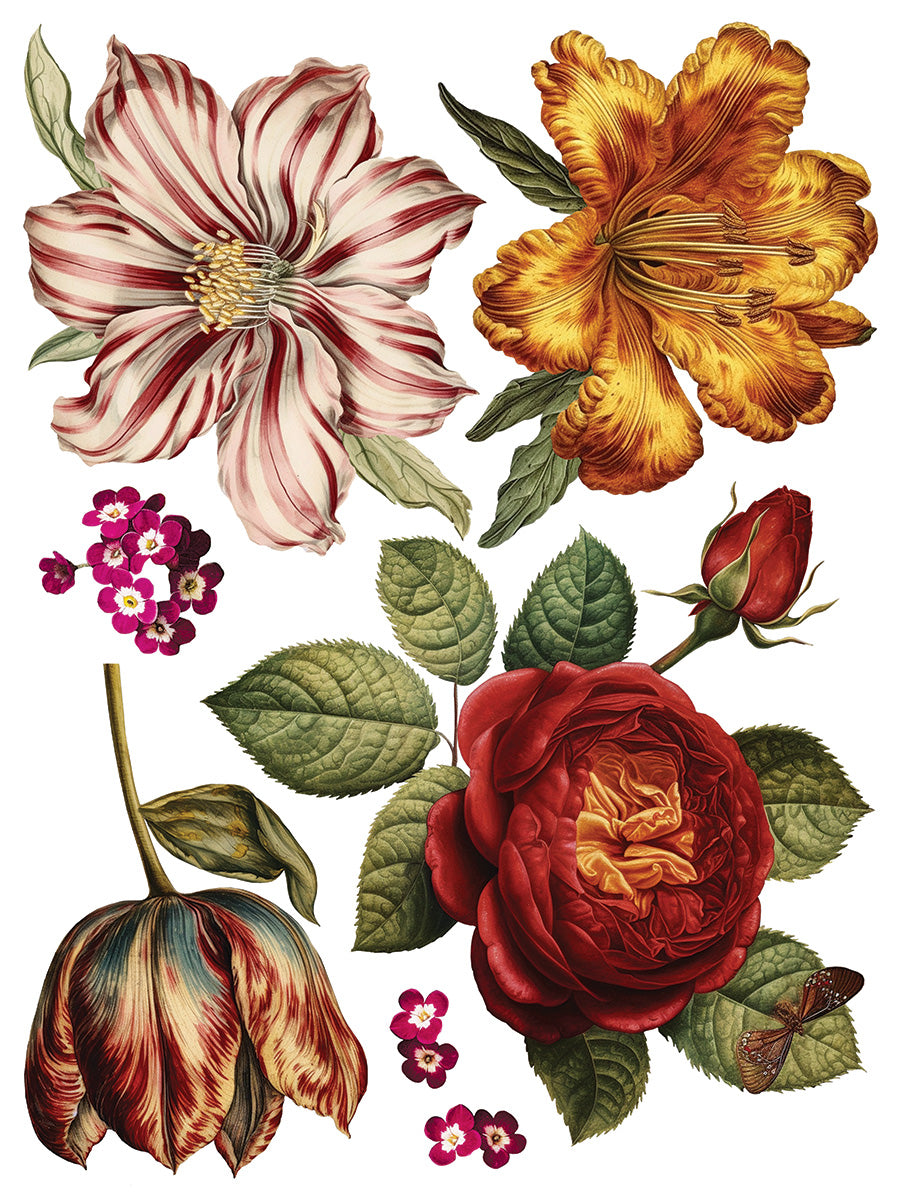 Collage De Fleur Decor Transfer Pad 12x16" EIGHT Sheet Set by Iron Orchid Designs (IOD)