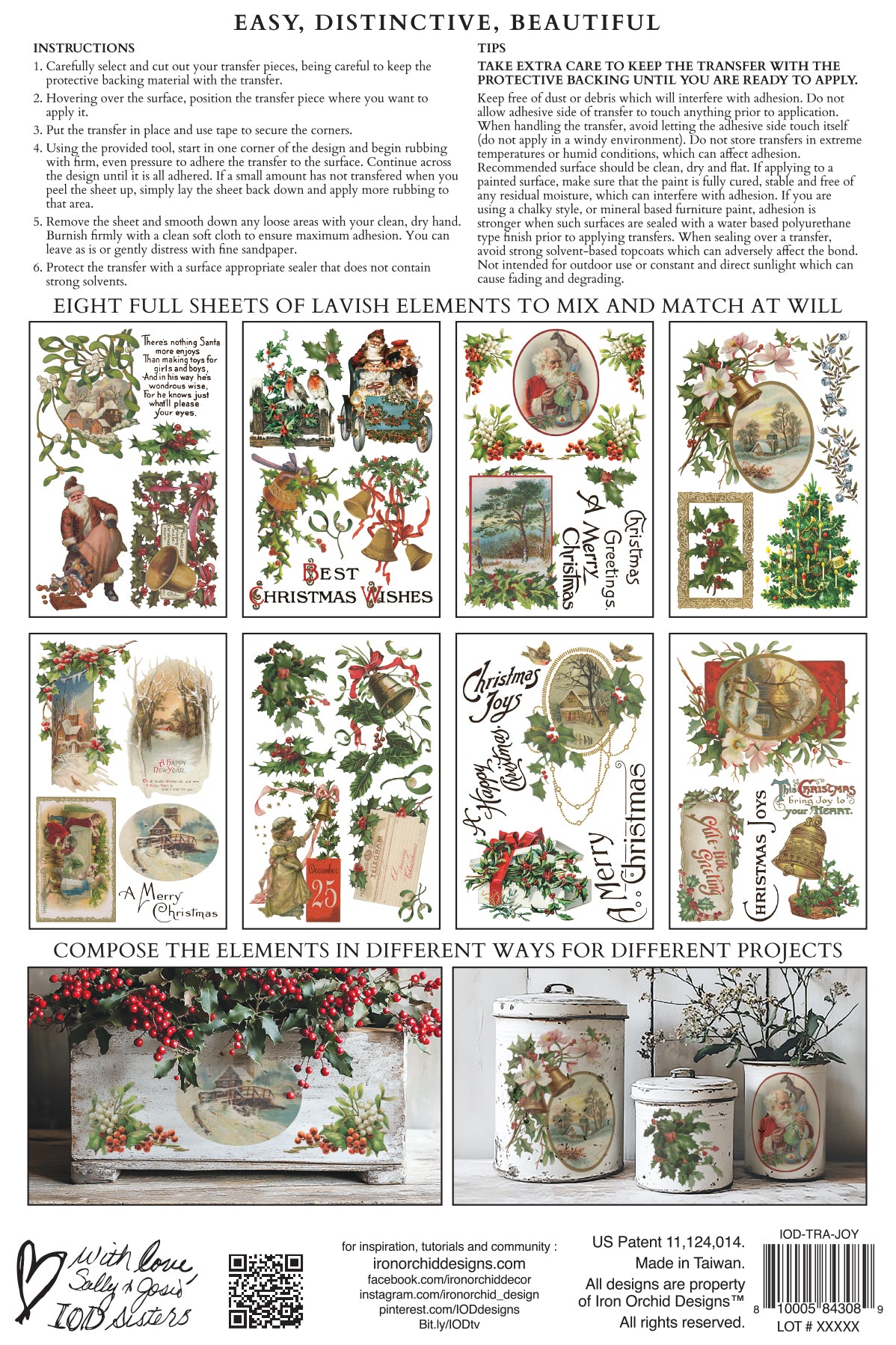 Christmas Joy 8x12" Transfer Pad EIGHT Sheet Set by Iron Orchid Designs (IOD) LIMITED EDITION