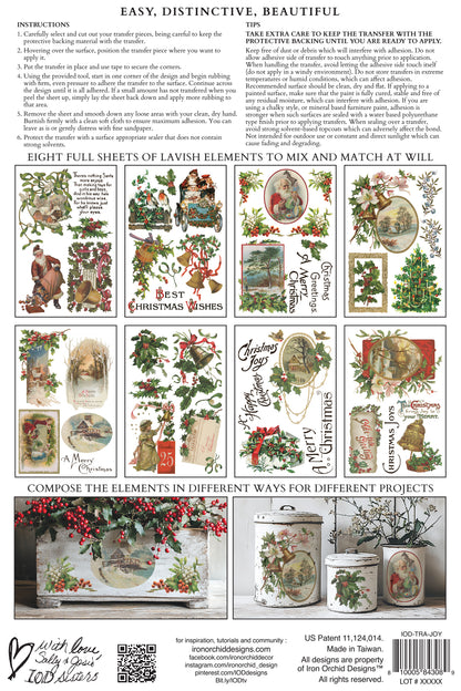 Christmas Joy 8x12" Transfer Pad EIGHT Sheet Set by Iron Orchid Designs (IOD) LIMITED EDITION