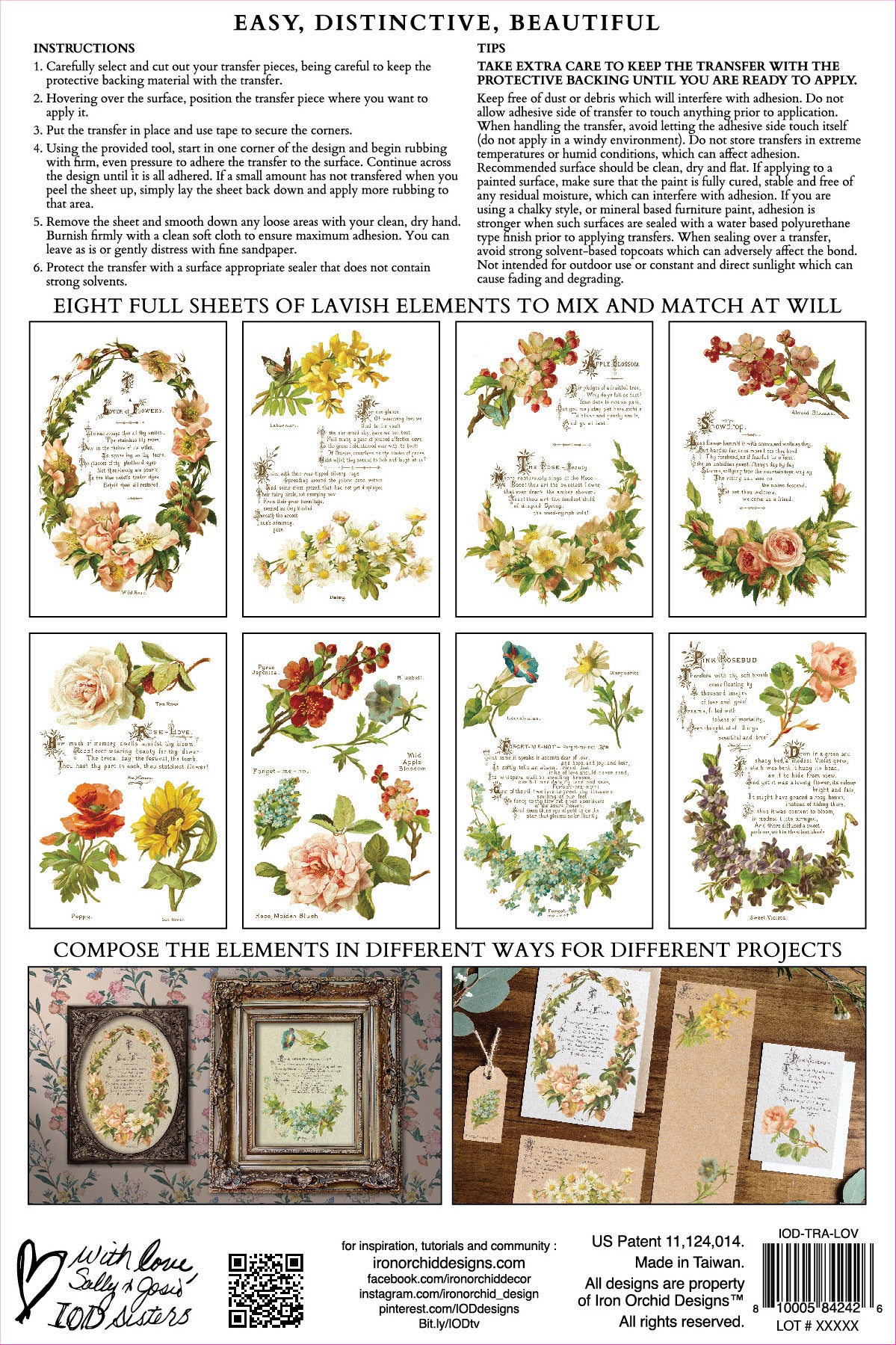 Lover of Flowers 8x12" Transfer Pad EIGHT Sheet Set by Iron Orchid Designs (IOD)
