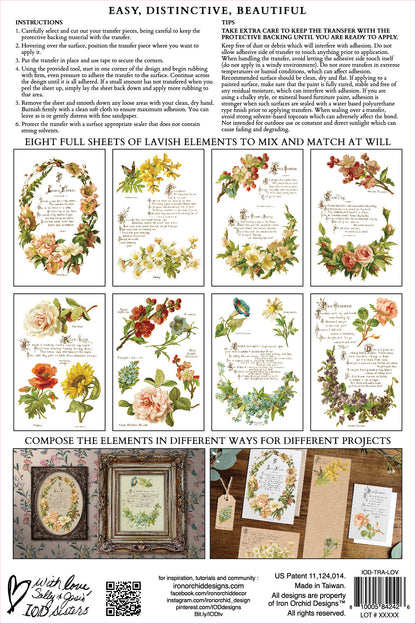 Lover of Flowers 8x12" Transfer Pad EIGHT Sheet Set by Iron Orchid Designs (IOD)