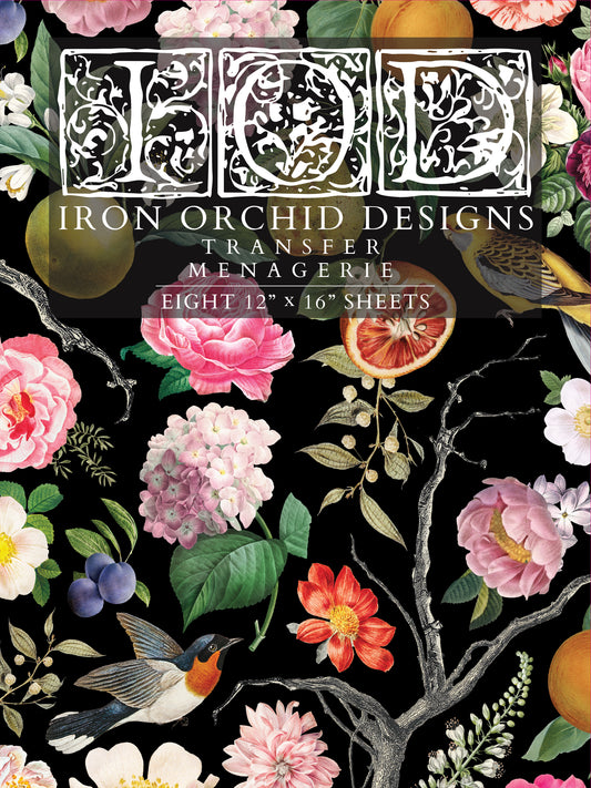 Menagerie 12x16" Transfer Pad EIGHT Sheet Set by Iron Orchid Designs (IOD)